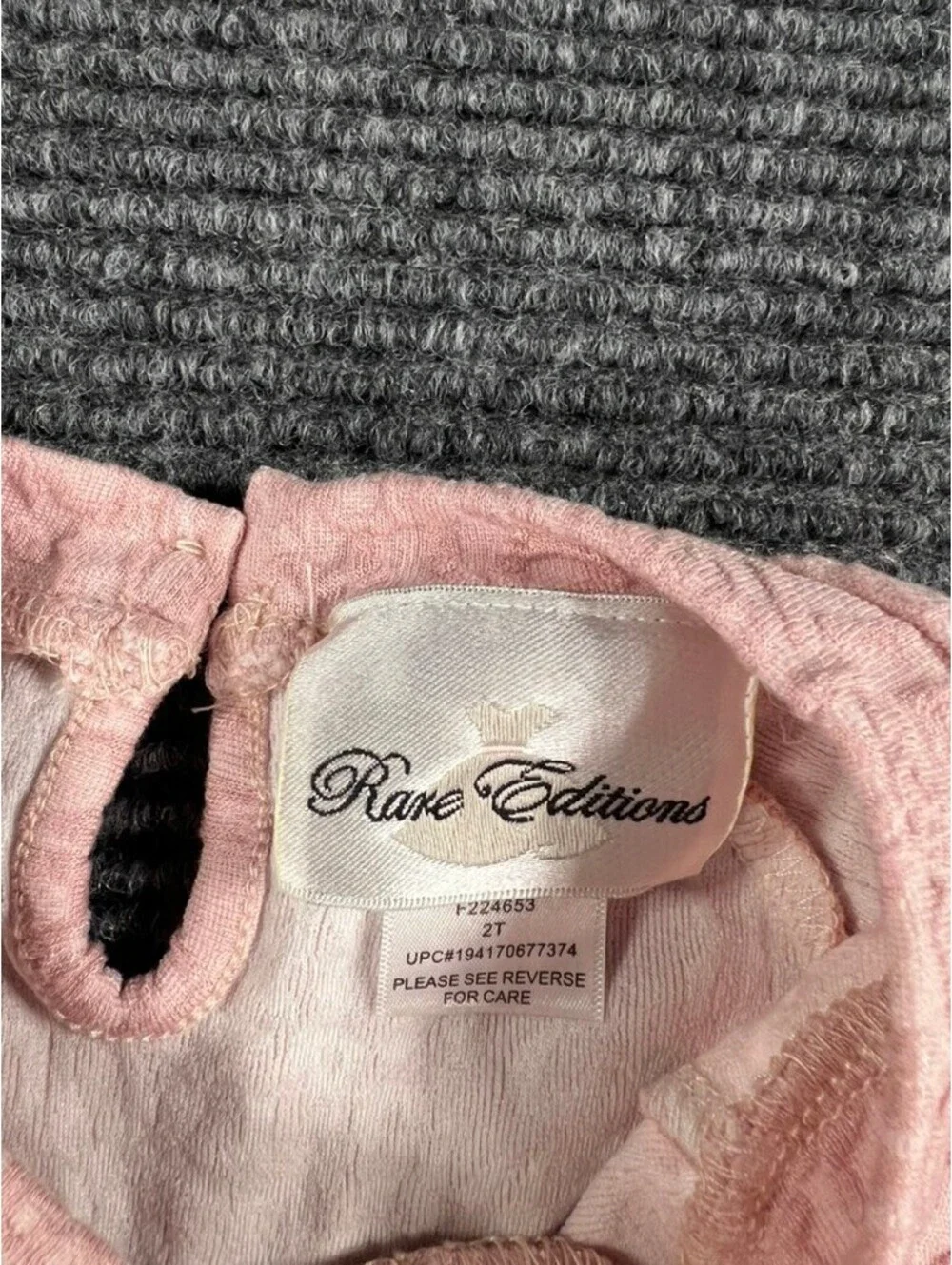 Rare Editions Girls 2T Dusty Pink Long Sleeve Dress with Cream Faux Fur Vest